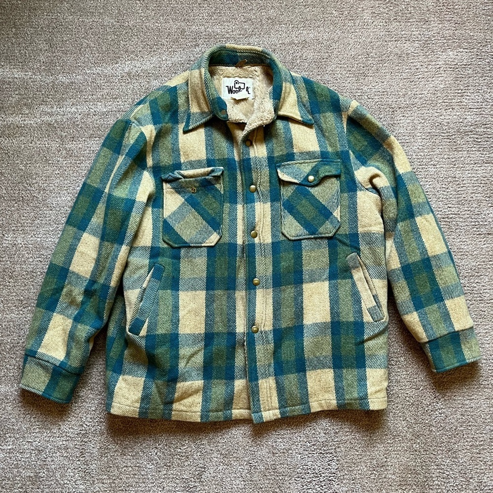 VTG 70’s Woolrich Plaid Sherpa Mens Coat